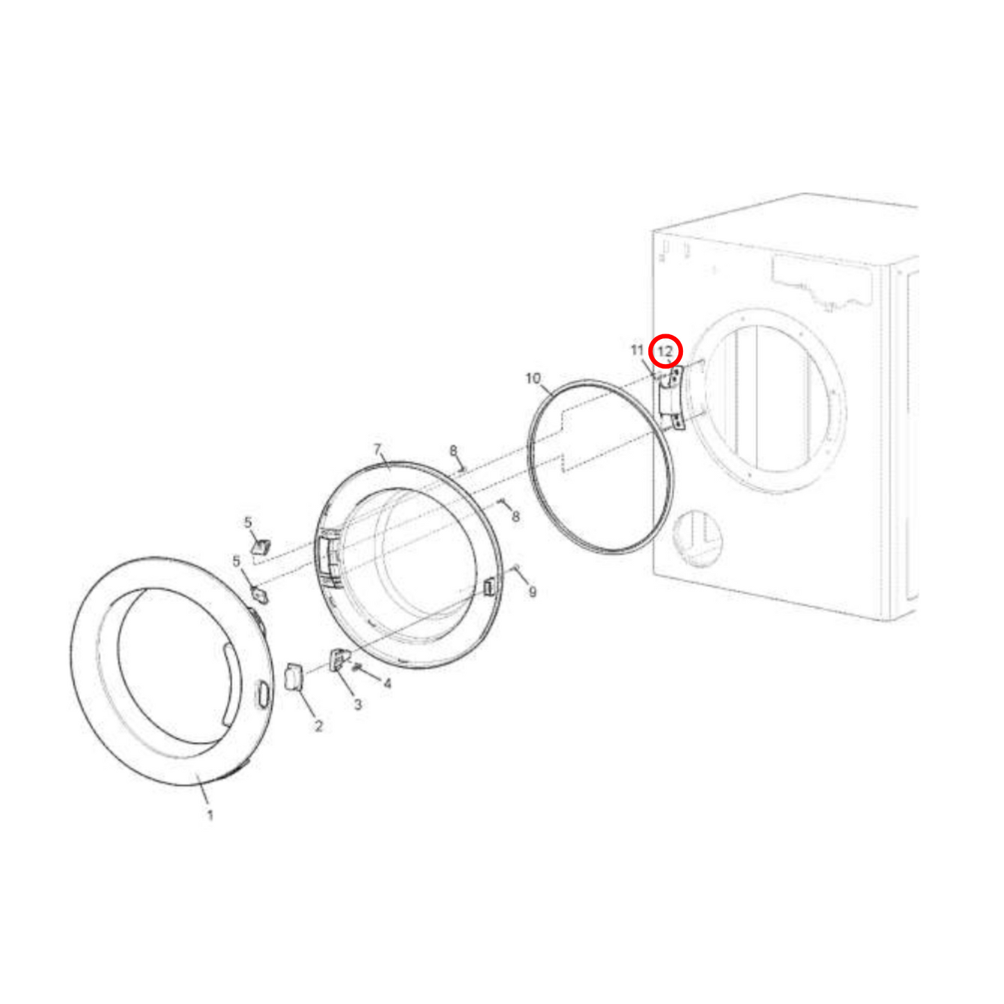 4055574208 Simpson, Westinghouse Dryer Door Hinge - 0045300029