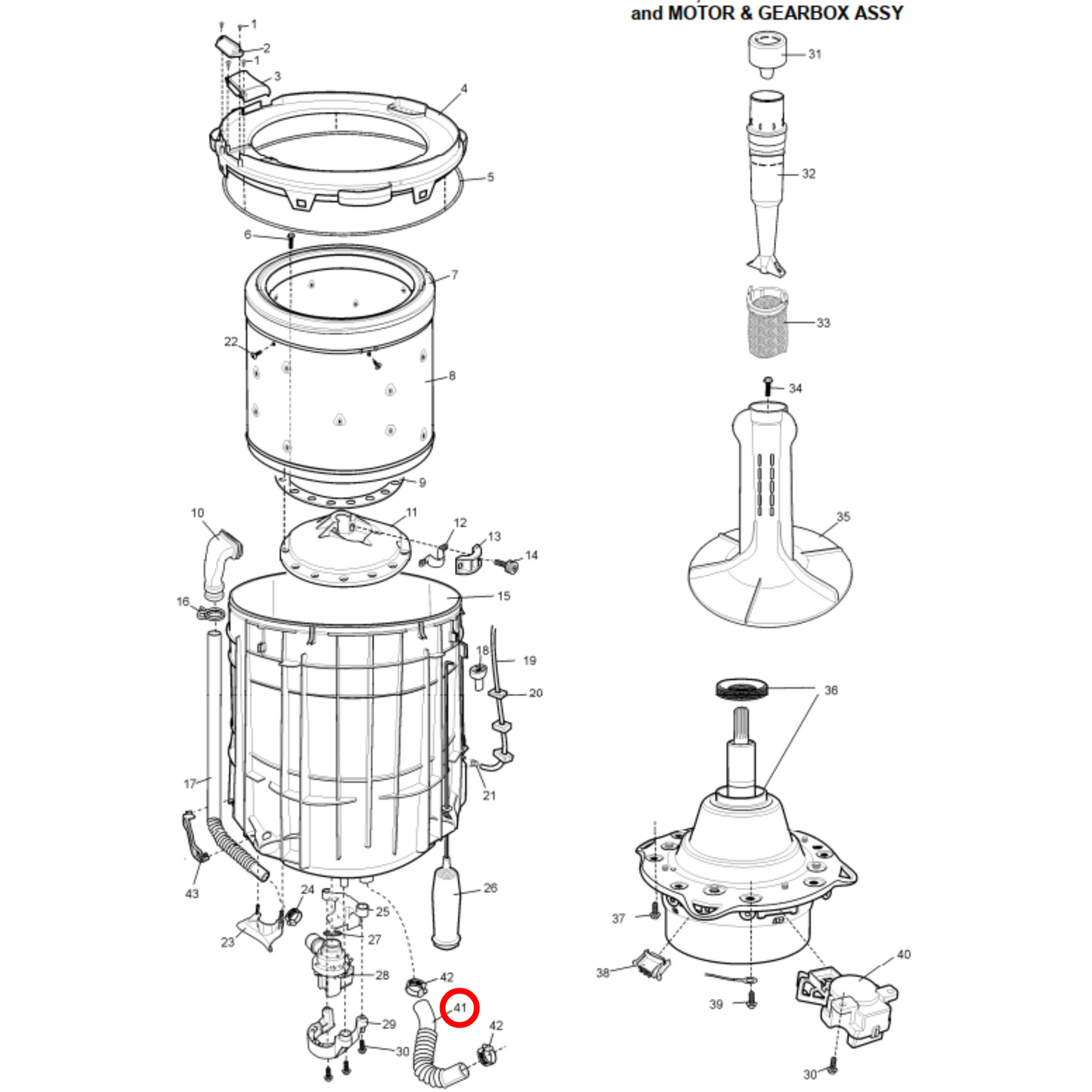4055578811 Simpson Washing Machine Tub to Pump Hose - 0571200110