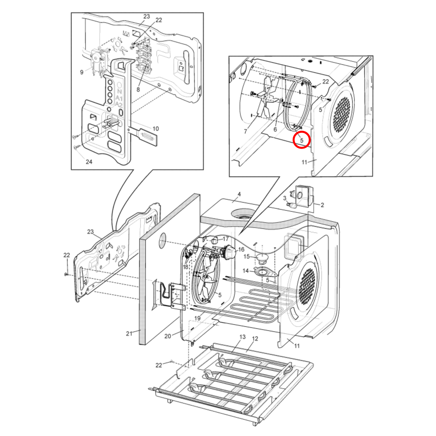 4055613238 Chef, Electrolux Oven Fan Forced Element 2200W - 0122004574