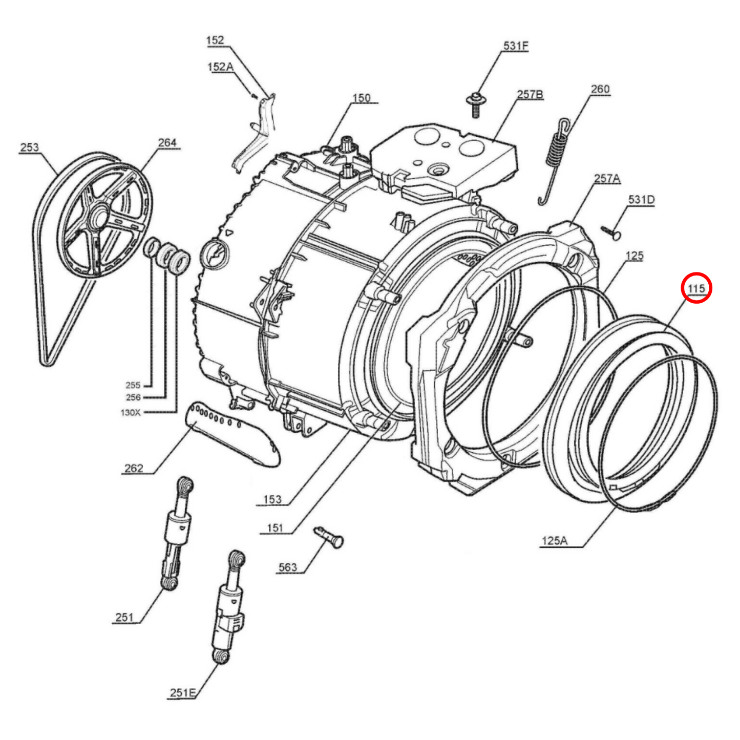 4055663258 Electrolux Washing Machine Door Seal - 132724646