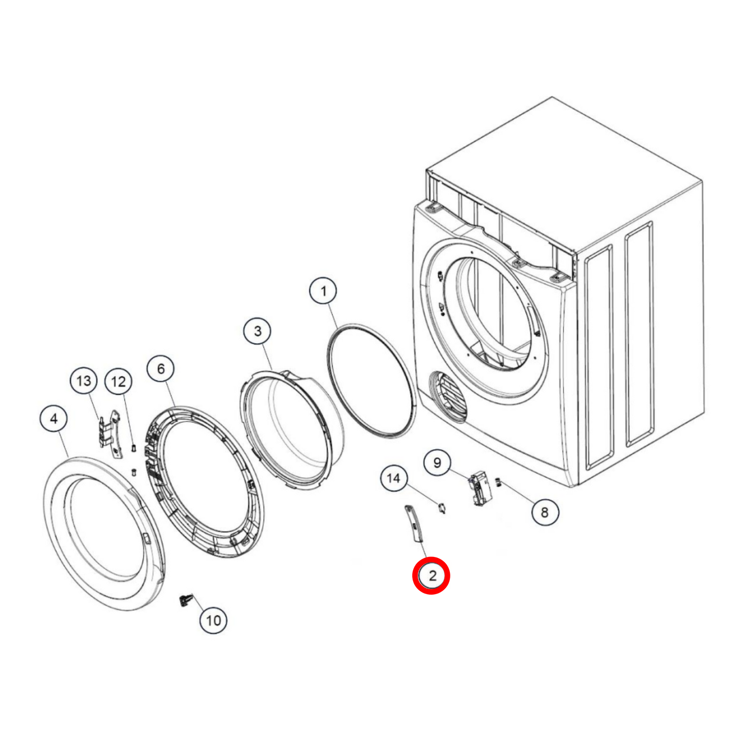 4055691242 Electrolux Dryer Door Switch Cover Assembly - 8581333761014, 0028300024, 1802393472