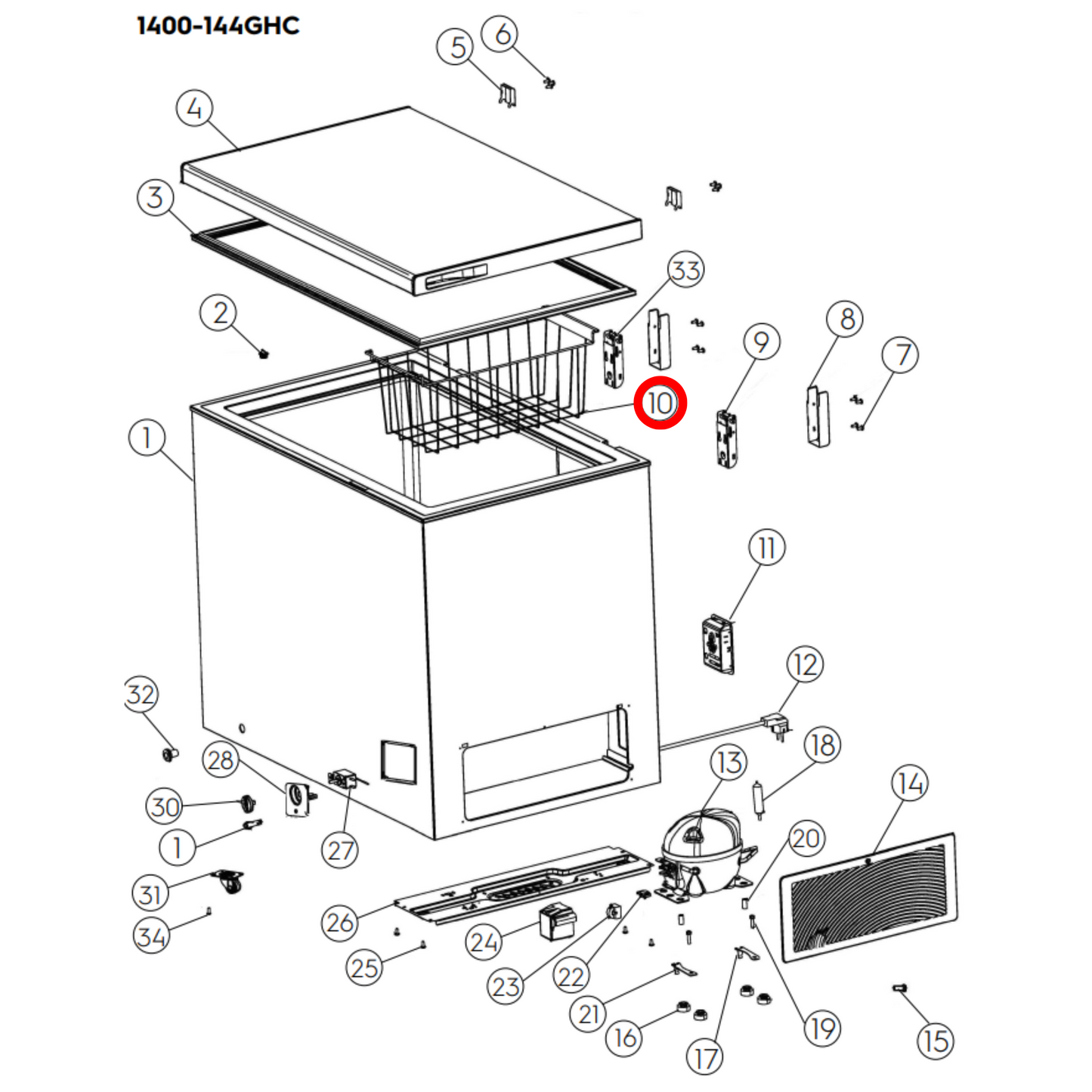 4055746426 Westinghouse Chest Freezer Basket