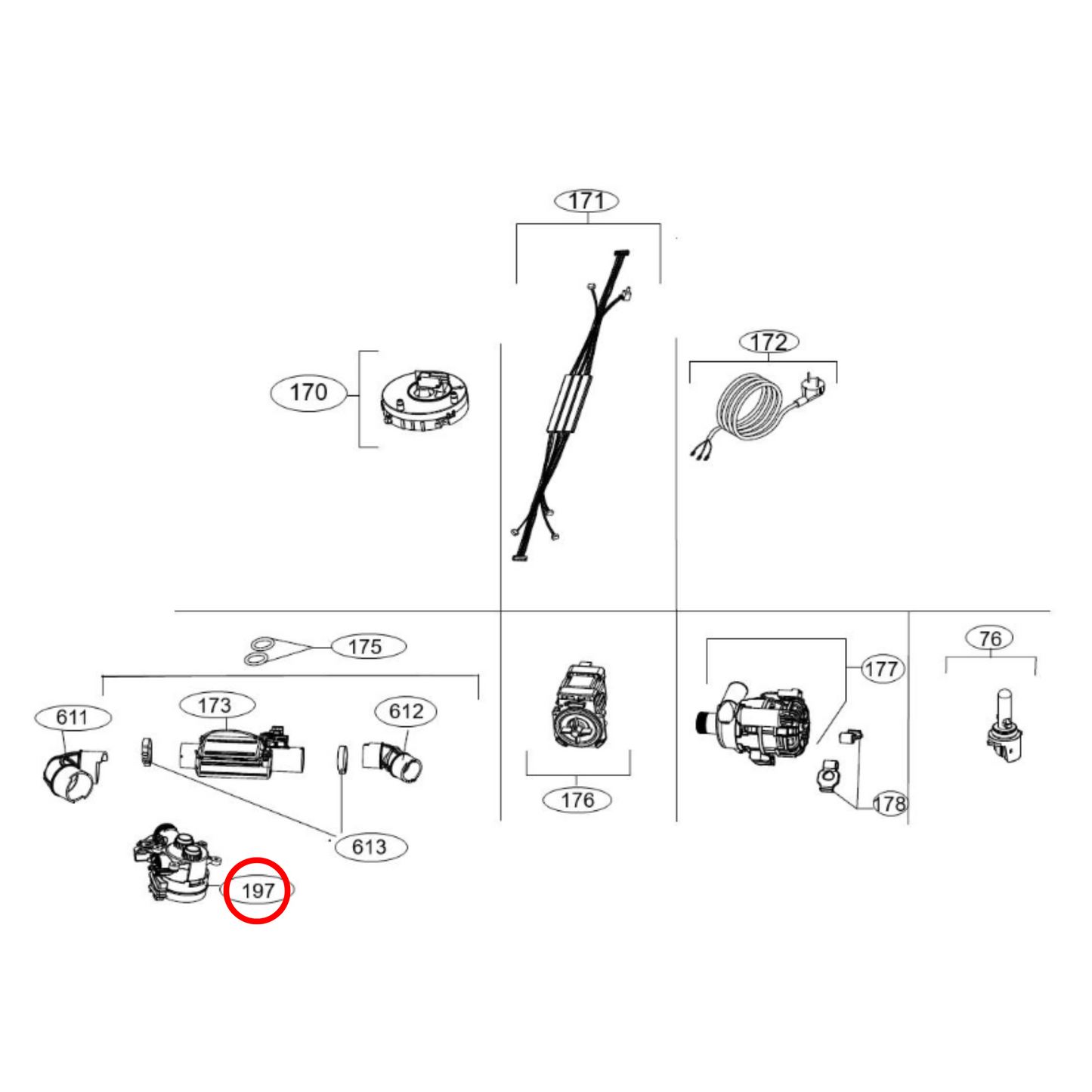 4055820676 Westinghouse Dishwasher Diverter Valve Short Neck & Pressure & Turbidity - 32030462