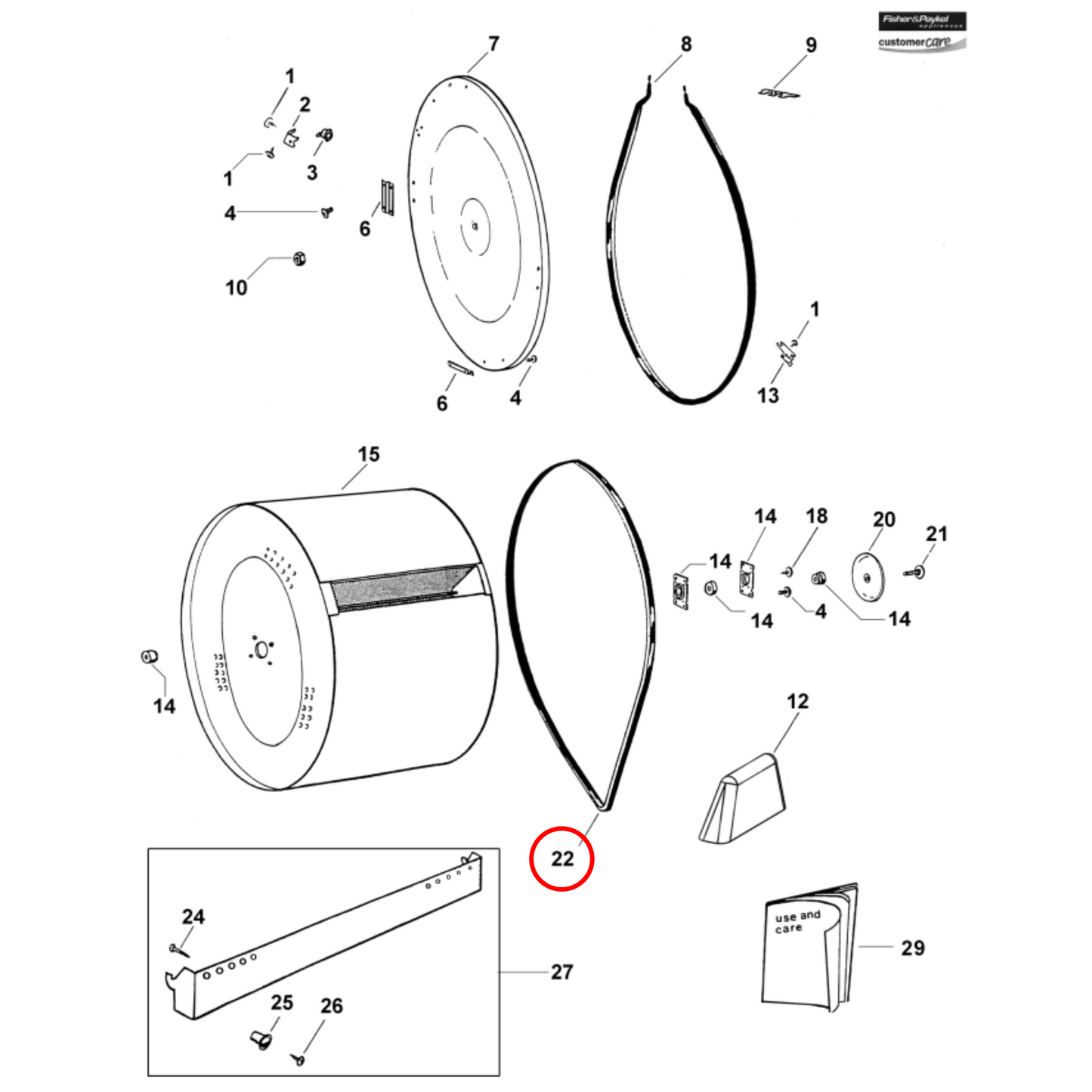 410010 Fisher & Paykel, Hoover Dryer Drive Belt 1850Mm, 1854Mm - 0198300009