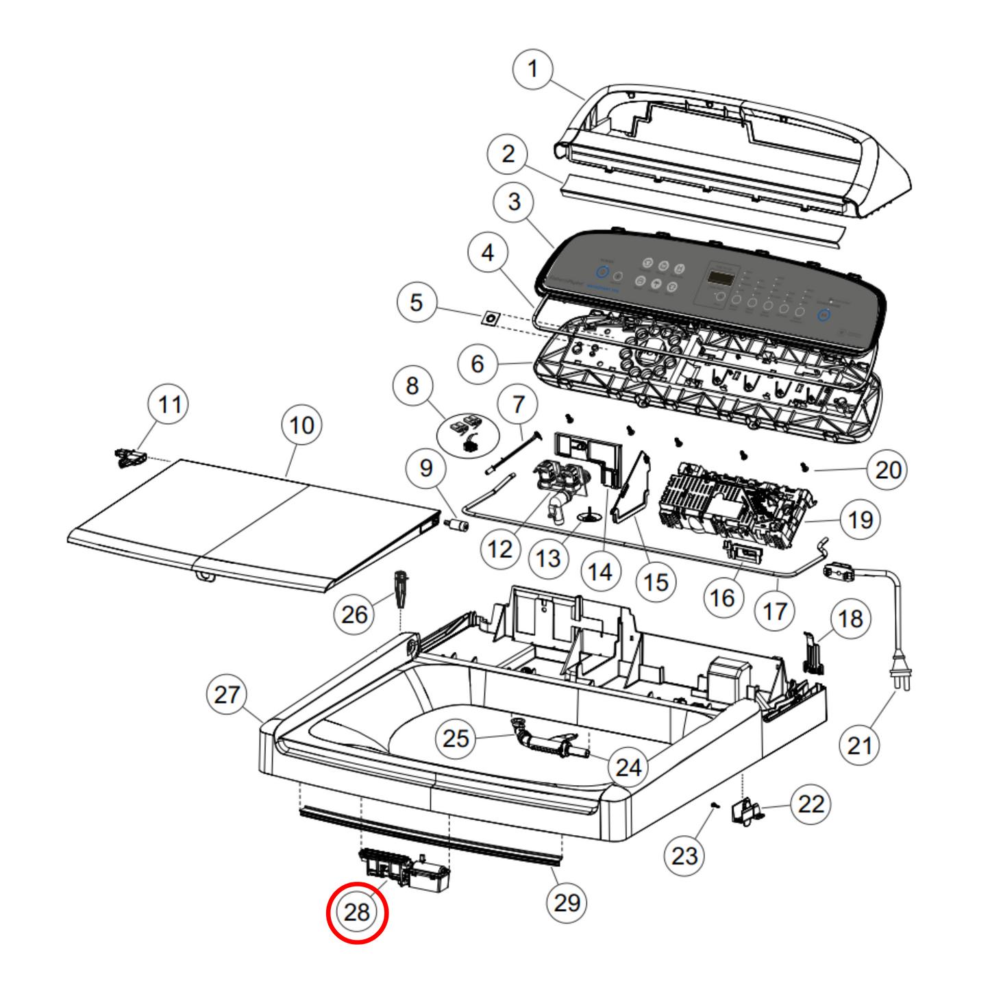424314P Fisher & Paykel Top Load Washing Machine Lid Lock & Harness - 420700P