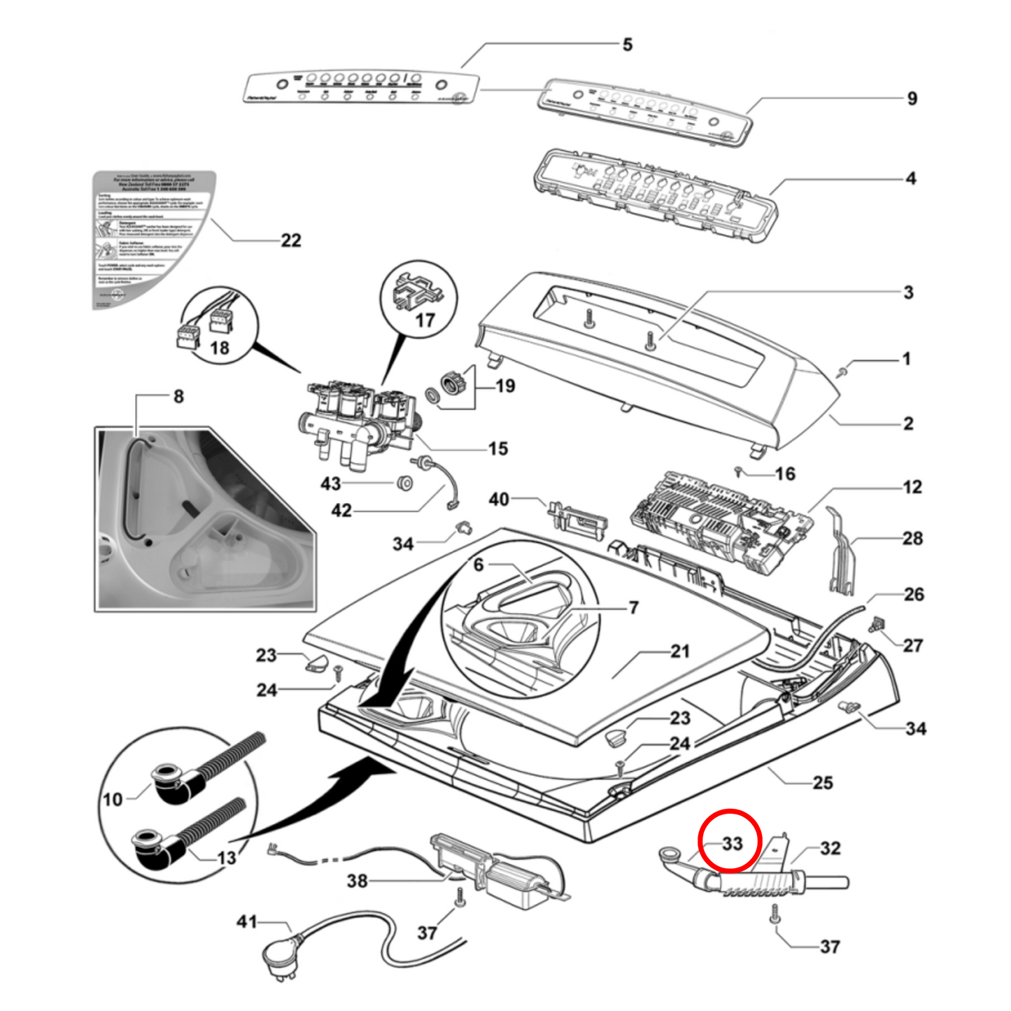 425974P Fisher & Paykel Washing Machine FP092 Elbow Nozzle