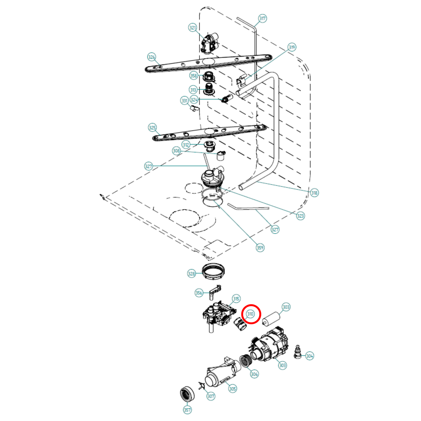 427450 Asko Dishwasher Pump Hose With Clamp