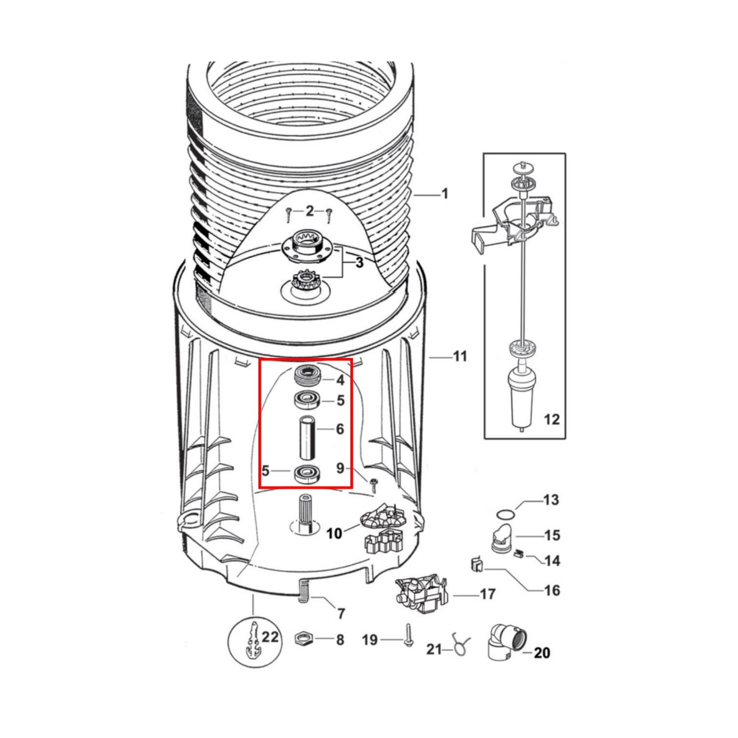 429565P Fisher & Paykel Top Load Washing Machine Bearing & Seal - 425006P, 425009P