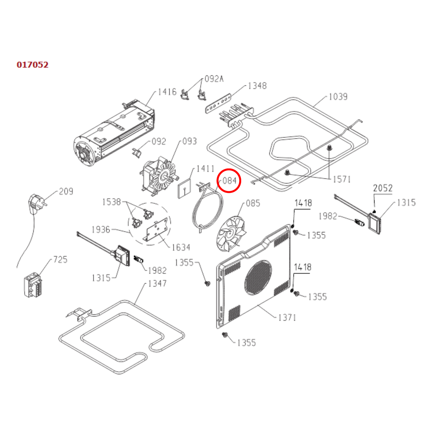 437928 Asko Oven Fan Forced Heating Element 2100W