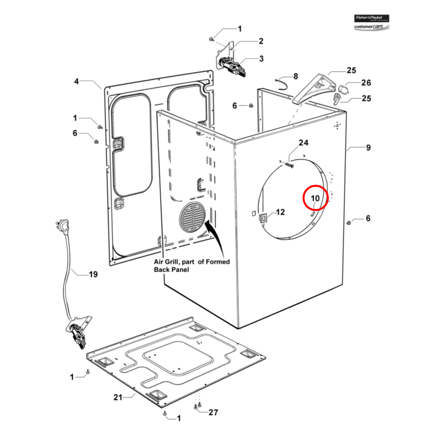 460286P Fisher & Paykel Dryer Bearing Reversible Pad Pack of 6