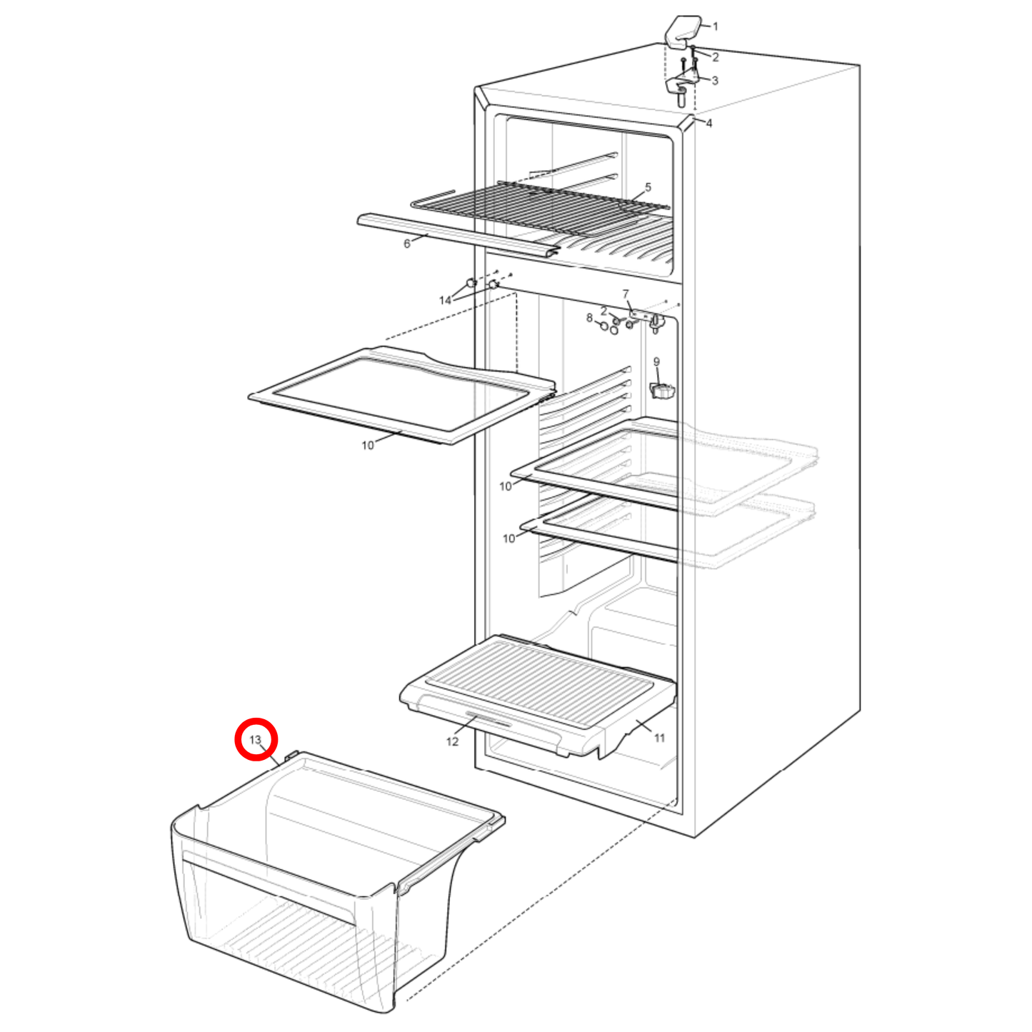 4055922209 Electrolux, Kelvinator, Simpson Fridge Crisper Bin Drawer - 1448012