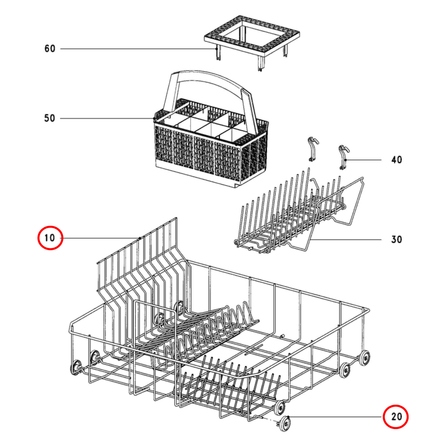 6024060 Miele Dishwasher Lower Rack
