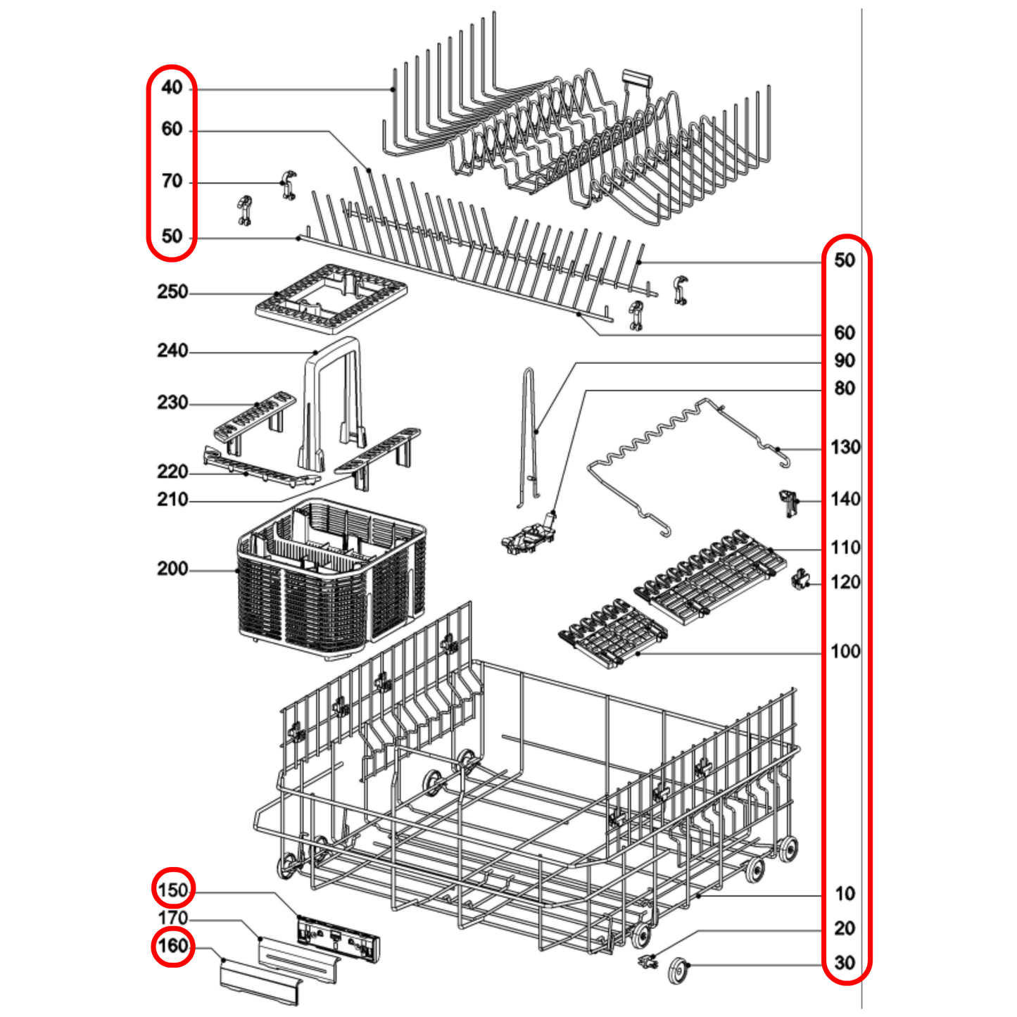 10491460 Miele Dishwasher Lower Basket