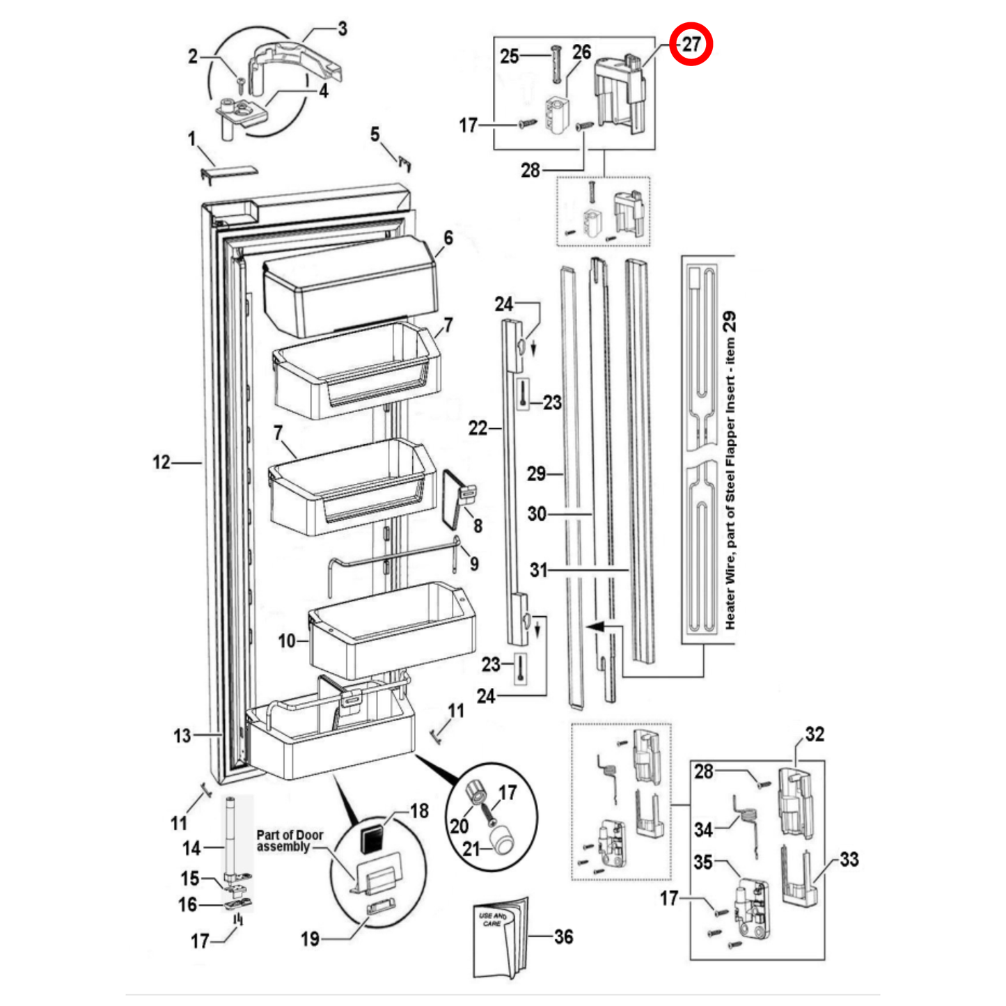 837013 Fisher & Paykel Fridge End Cap Flapper Top