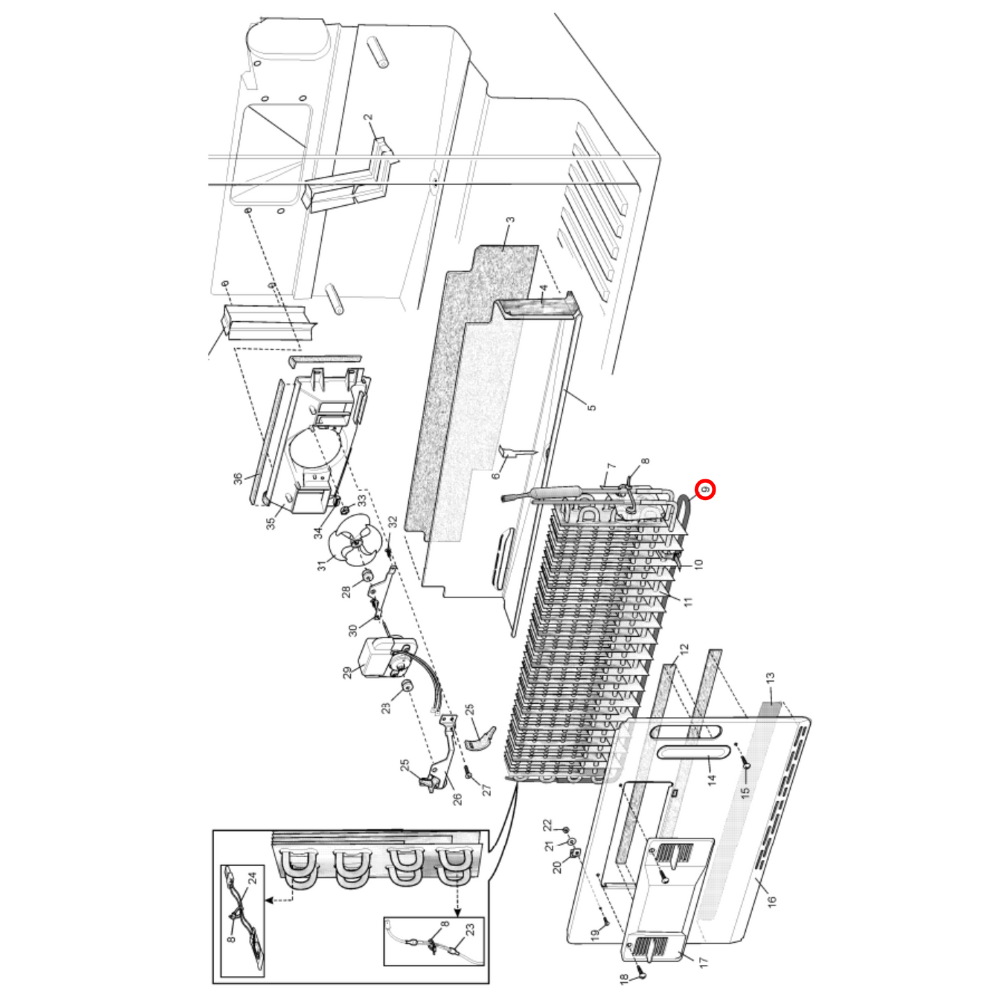 50285446006 Westinghouse Fridge Defrost Heater Double Pass 500W - 1439803