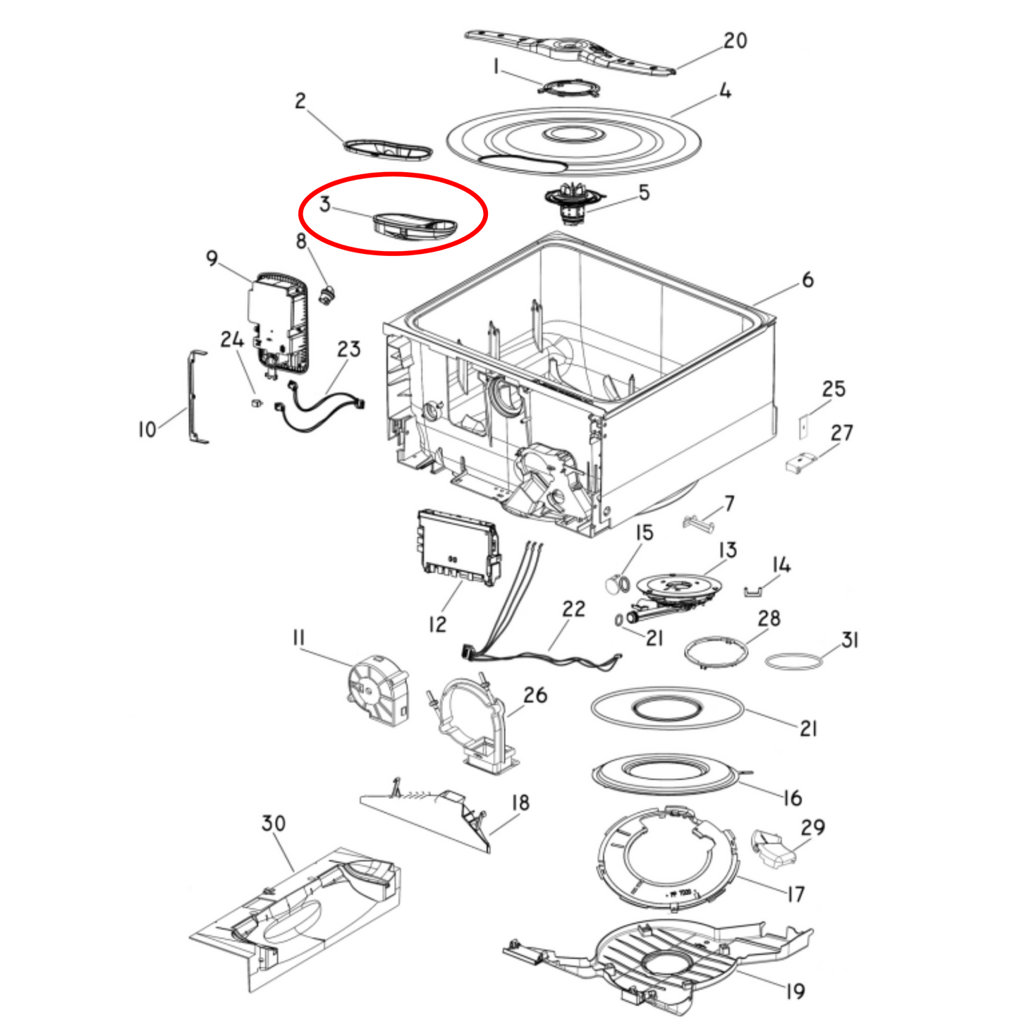 524828 Fisher & Paykel Dishwasher Drain Filter - 523311, 529824