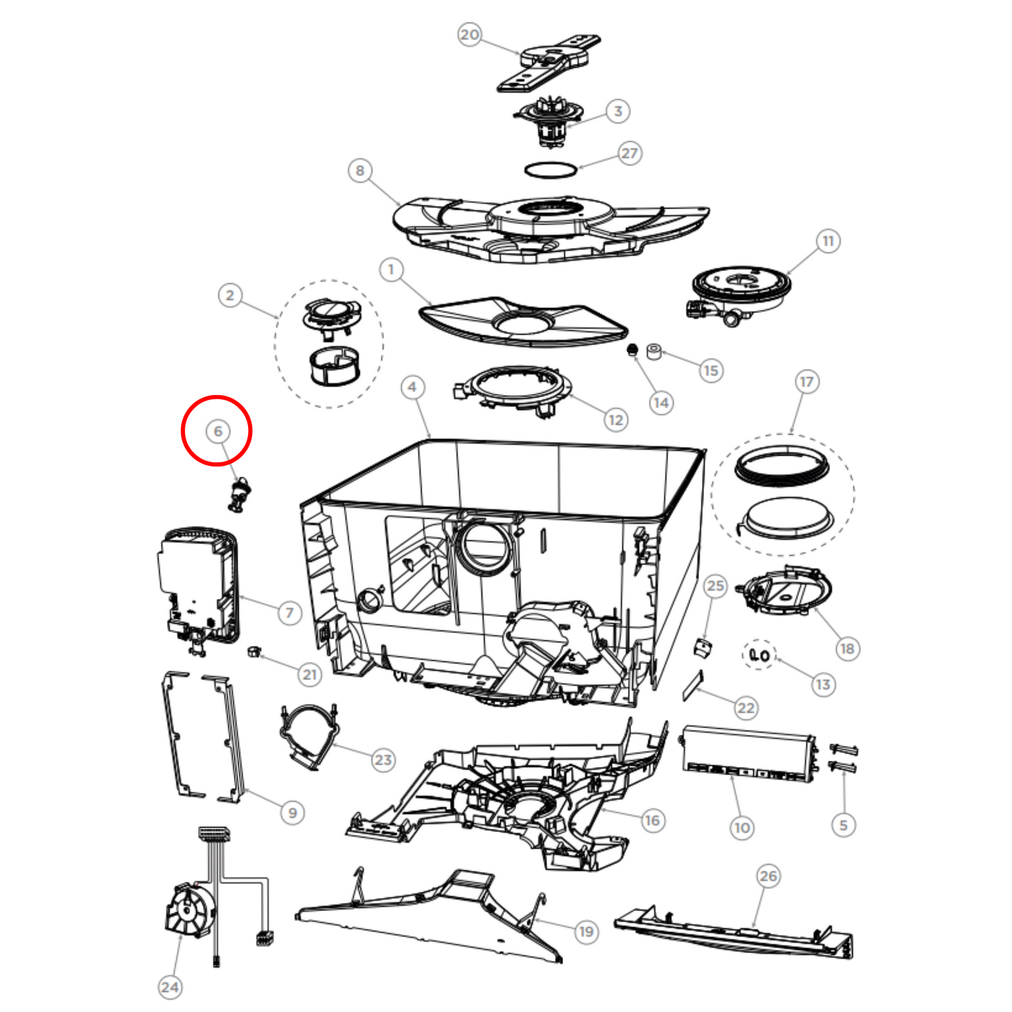 524837 Fisher & Paykel Dishwasher Rinse Aid Cap Bung - 527694