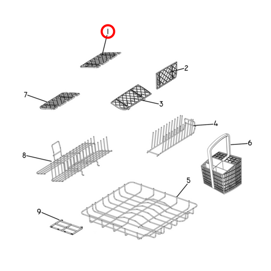 526374 Fisher & Paykel Dishwasher Fold Down Back Left Cup Rack