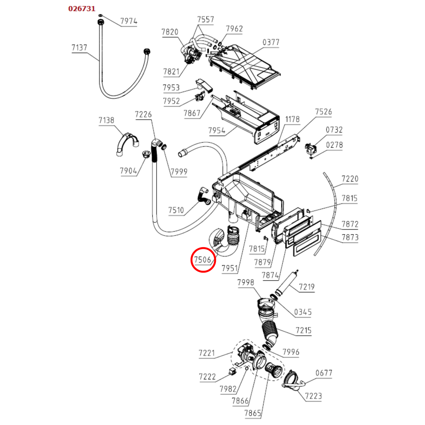 536184 Asko Washing Machine Detergent Tub Hose