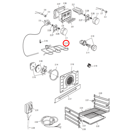 544408 Delonghi, Fisher & Paykel, Haier Oven Grill Heating Element