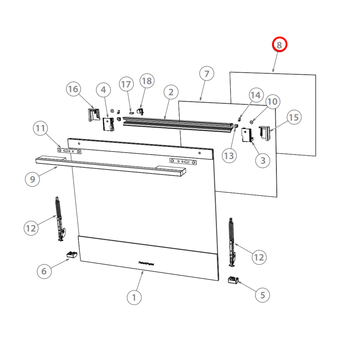550247P Fisher & Paykel Oven Inner Glass Door