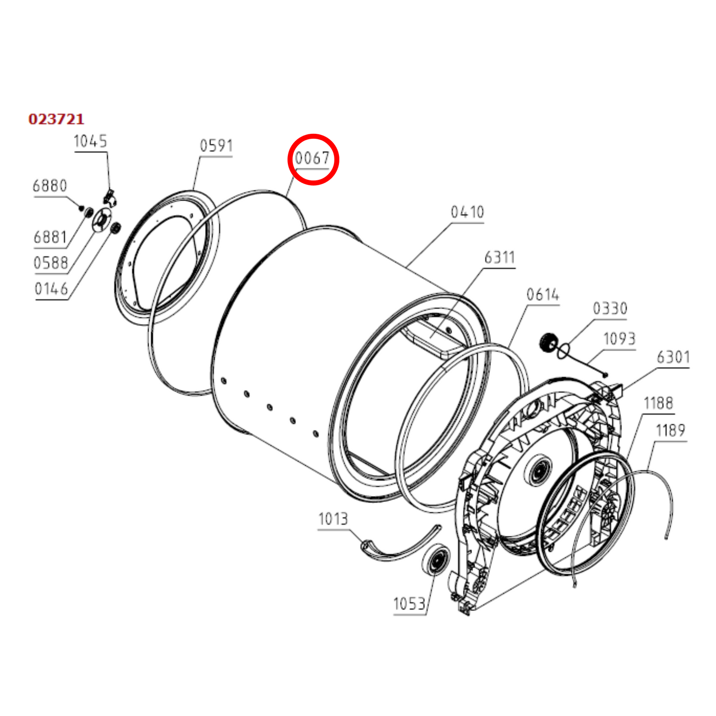 562038 Asko Dryer Drive Belt Poly-V Hutchinson 7PH1956