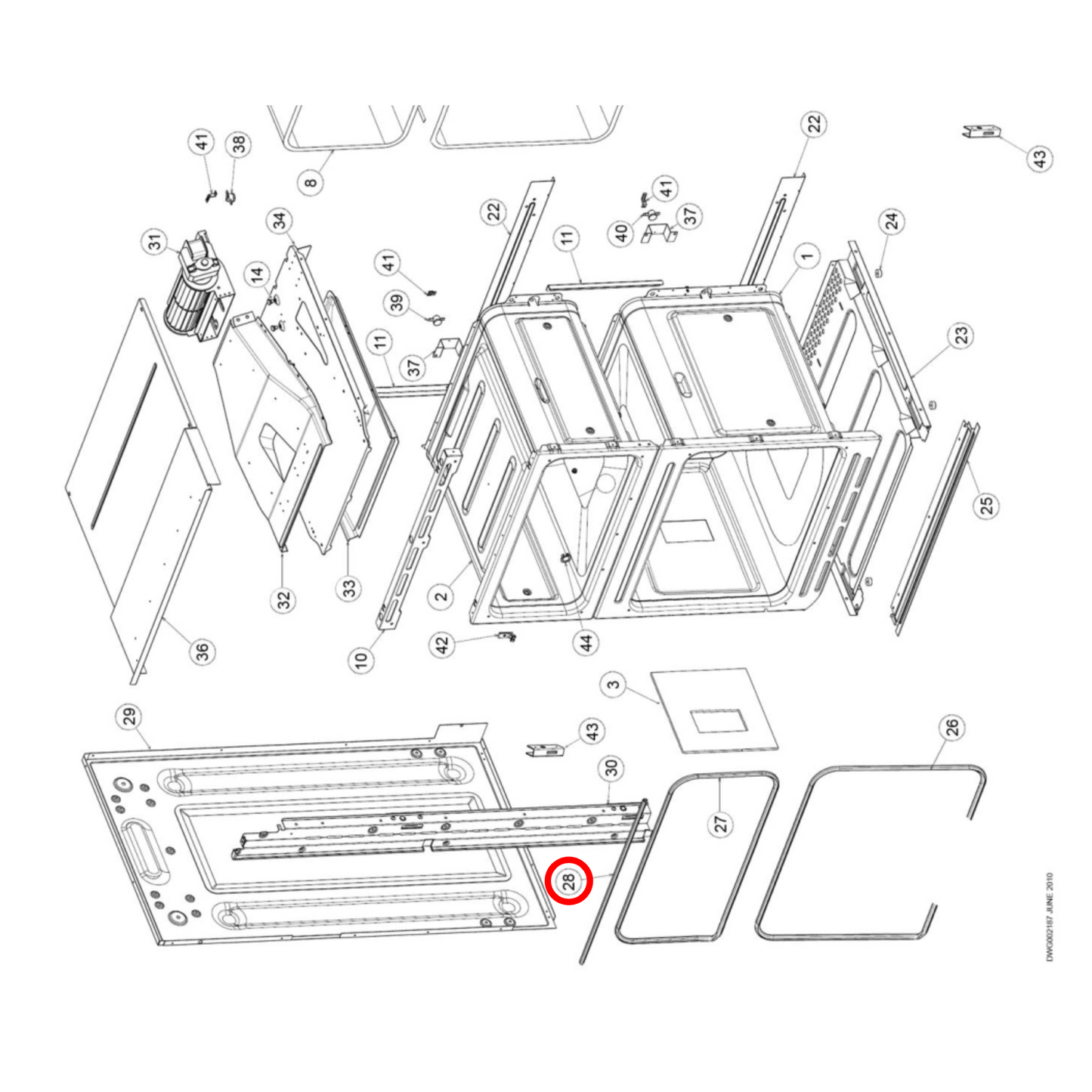 574063 Fisher & Paykel Oven Small Top Seal - 053074