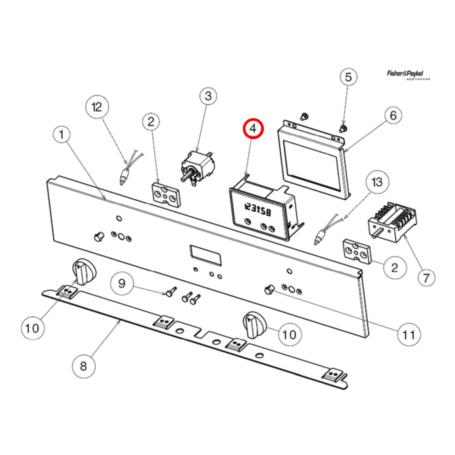 574833P Fisher & Paykel Oven Timer 3 Button