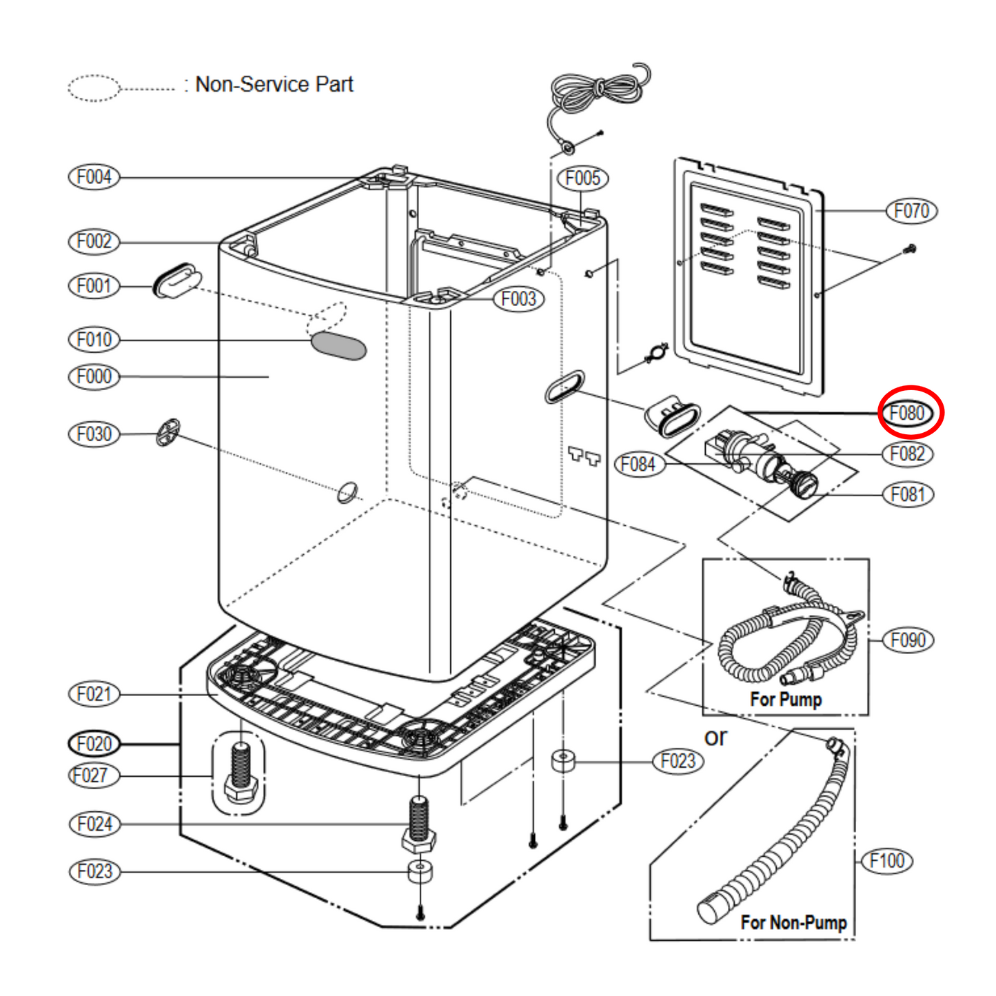 5859EA1006S LG Top Load Washing Machine Drain Pump Assembly 220-240V 50Hz 30W - 5859EA1006G