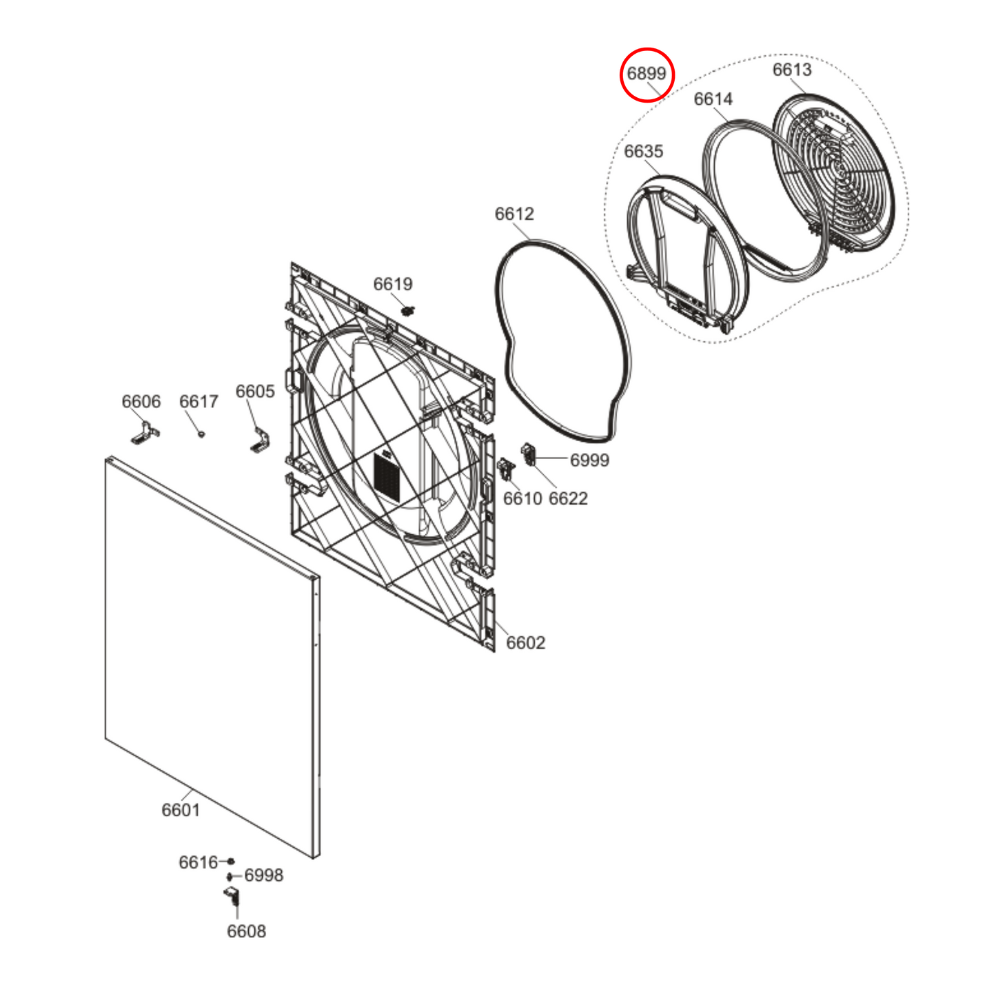 655709 Asko Tumble Dryer Door Filter Assembly