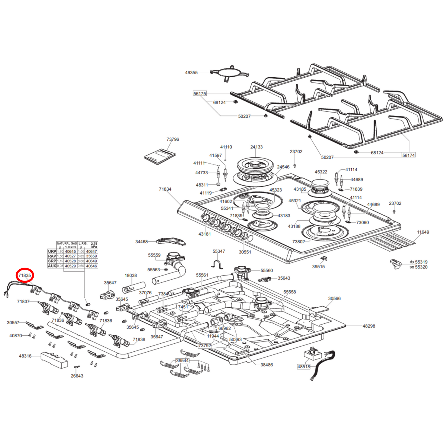 694490711 Smeg Cooktop Microswitch Assembly