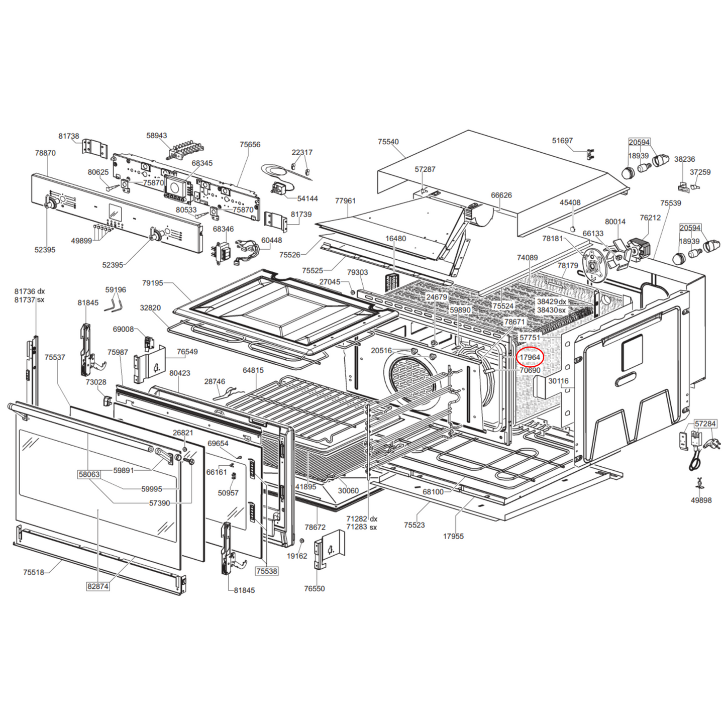 754131959 Smeg, Whirlpool Oven Door Seal - 754130475, 481246818111