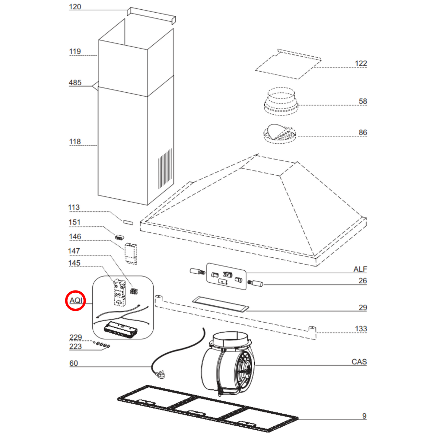 75900000000696 Smeg Rangehood PCB Control Box - 06102695