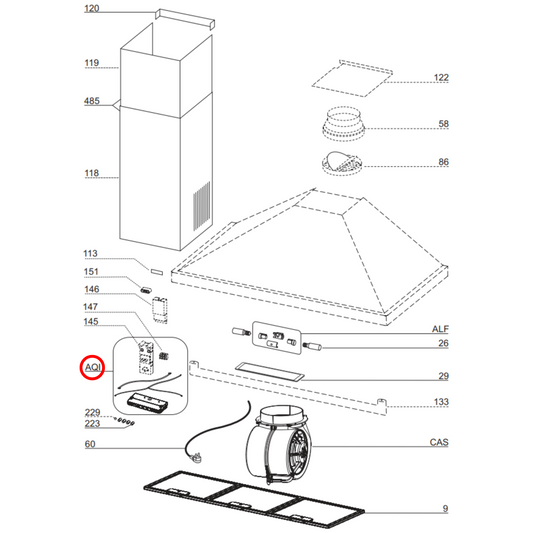 75900000000696 Smeg Rangehood PCB Control Box - 06102695