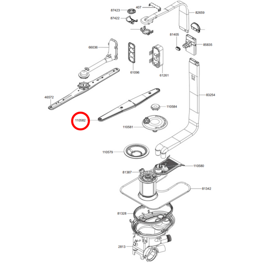 764570143 Smeg Dishwasher Lower Spray Arm