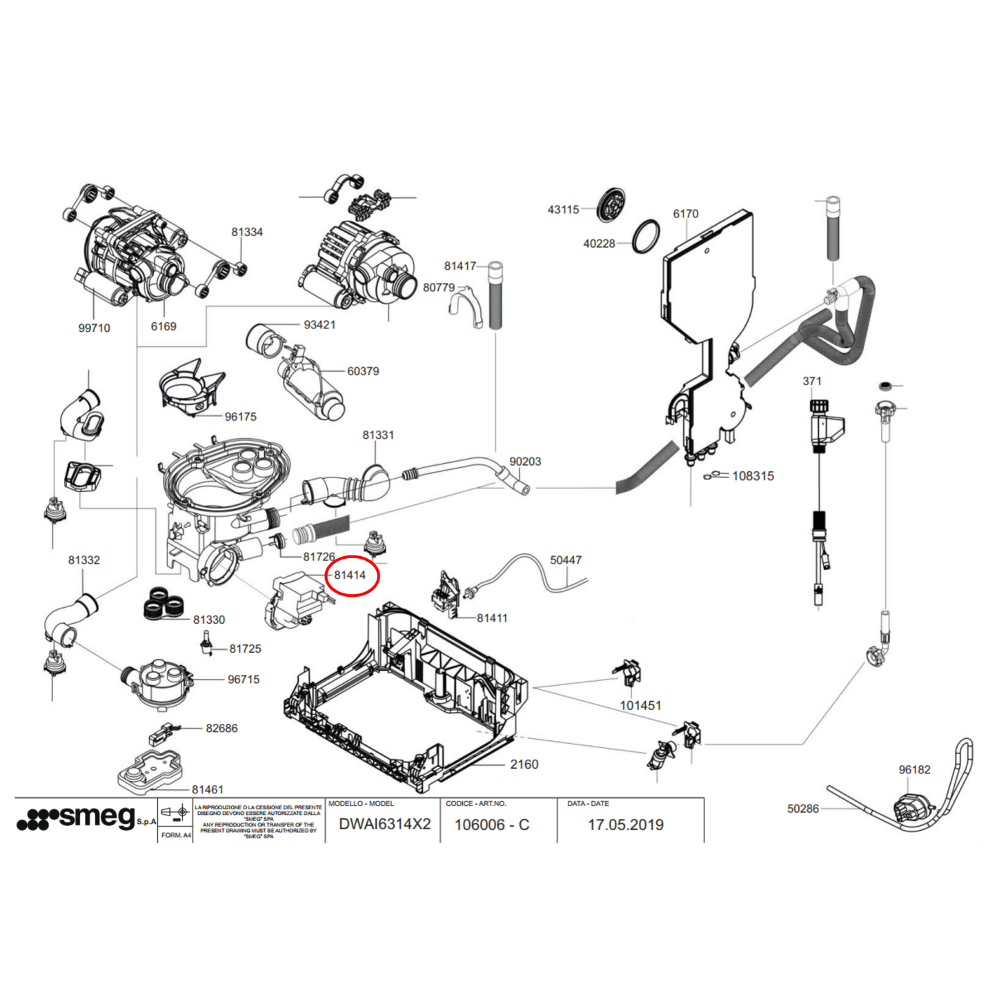 792970244 Smeg Washing Machine Drain Pump - 792970307