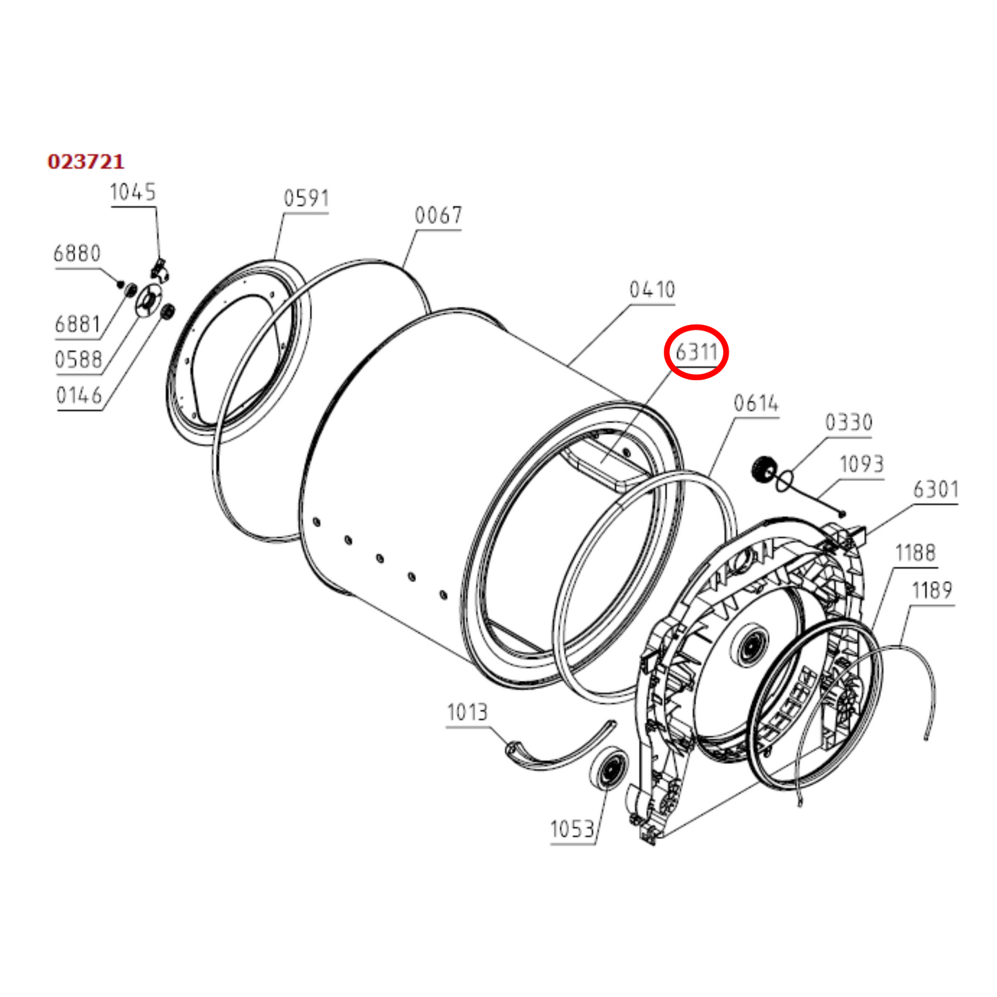 804997 Asko Dryer Drum Lifter Rib