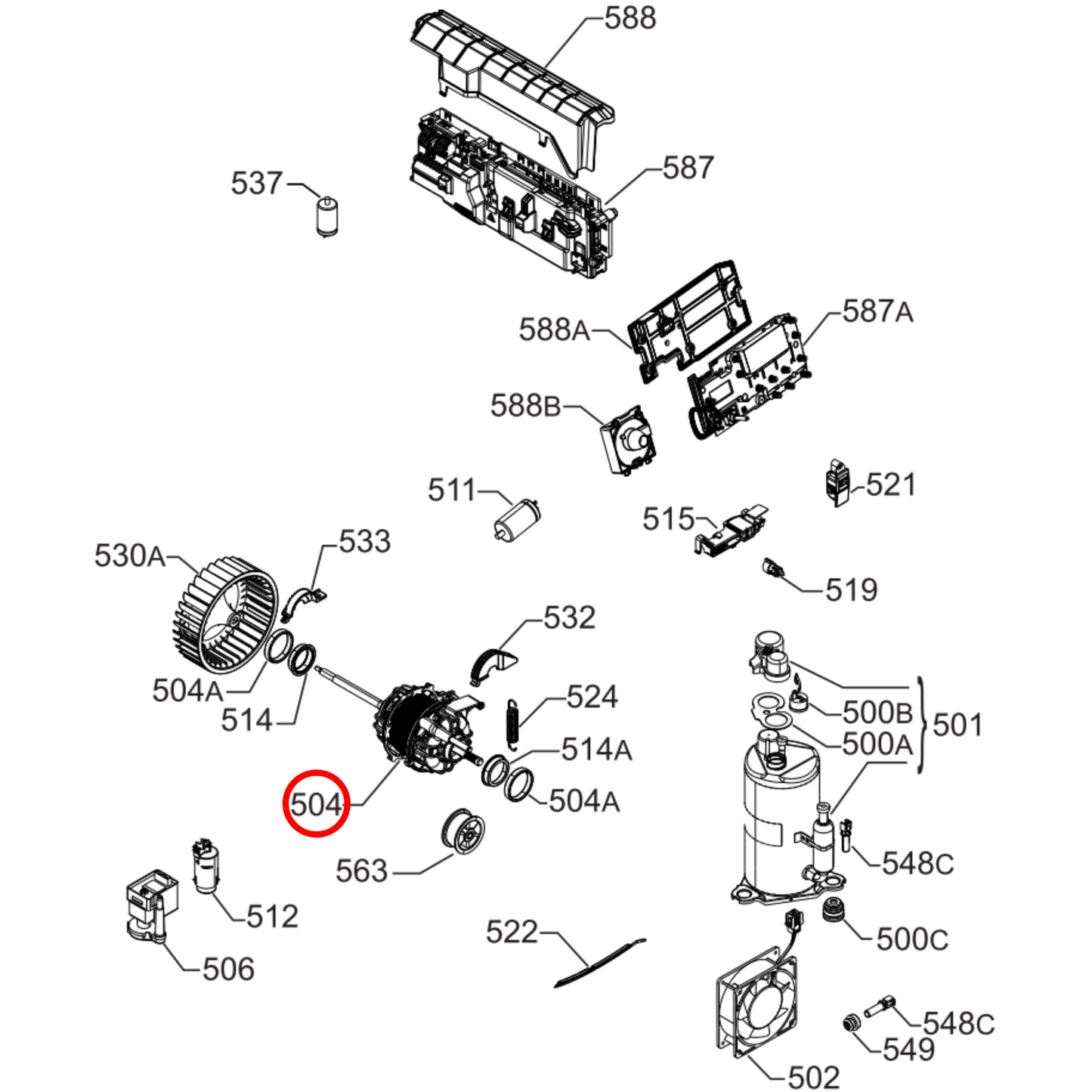 8588072524024 AEG, Electrolux Dryer Drum Motor & Fan Drive - 8072524021, 1366146031, 807252402