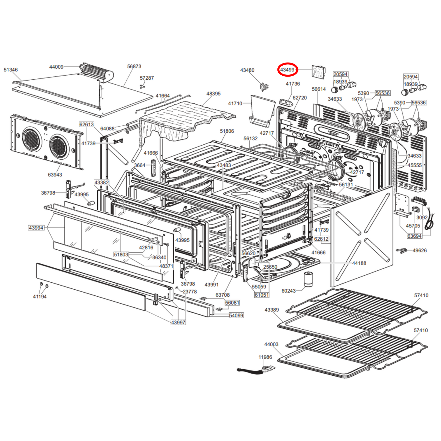 811660001 Omega, Smeg Oven Relay PCB Board - 811650197