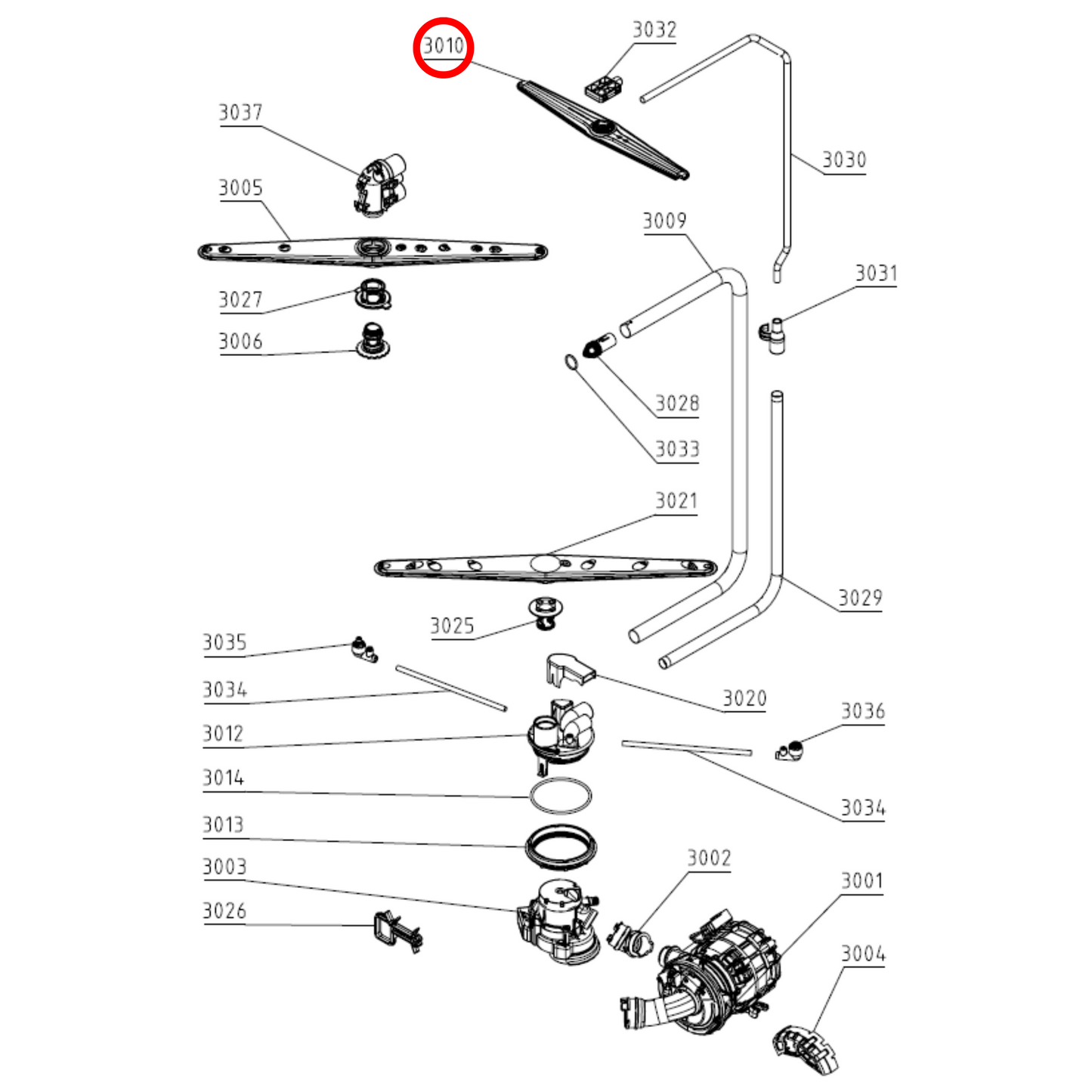 819007 Asko Dishwasher Upper Spray Arm Assembly - 476717
