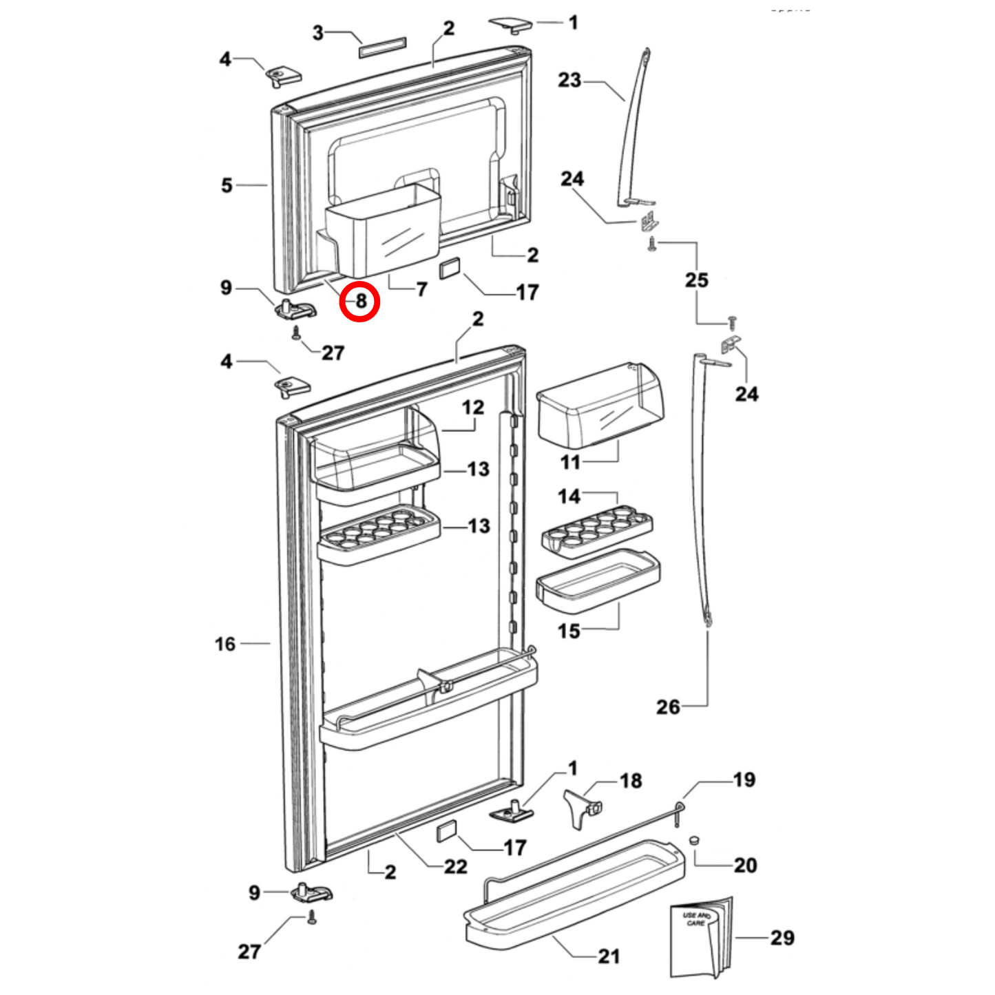 819827P Fisher & Paykel Fridge Freezer Door Seal - 883728P
