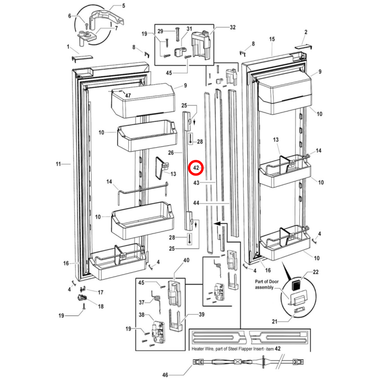 838291P Fisher & Paykel Fridge Insert Steel Flapper and Heater 8W