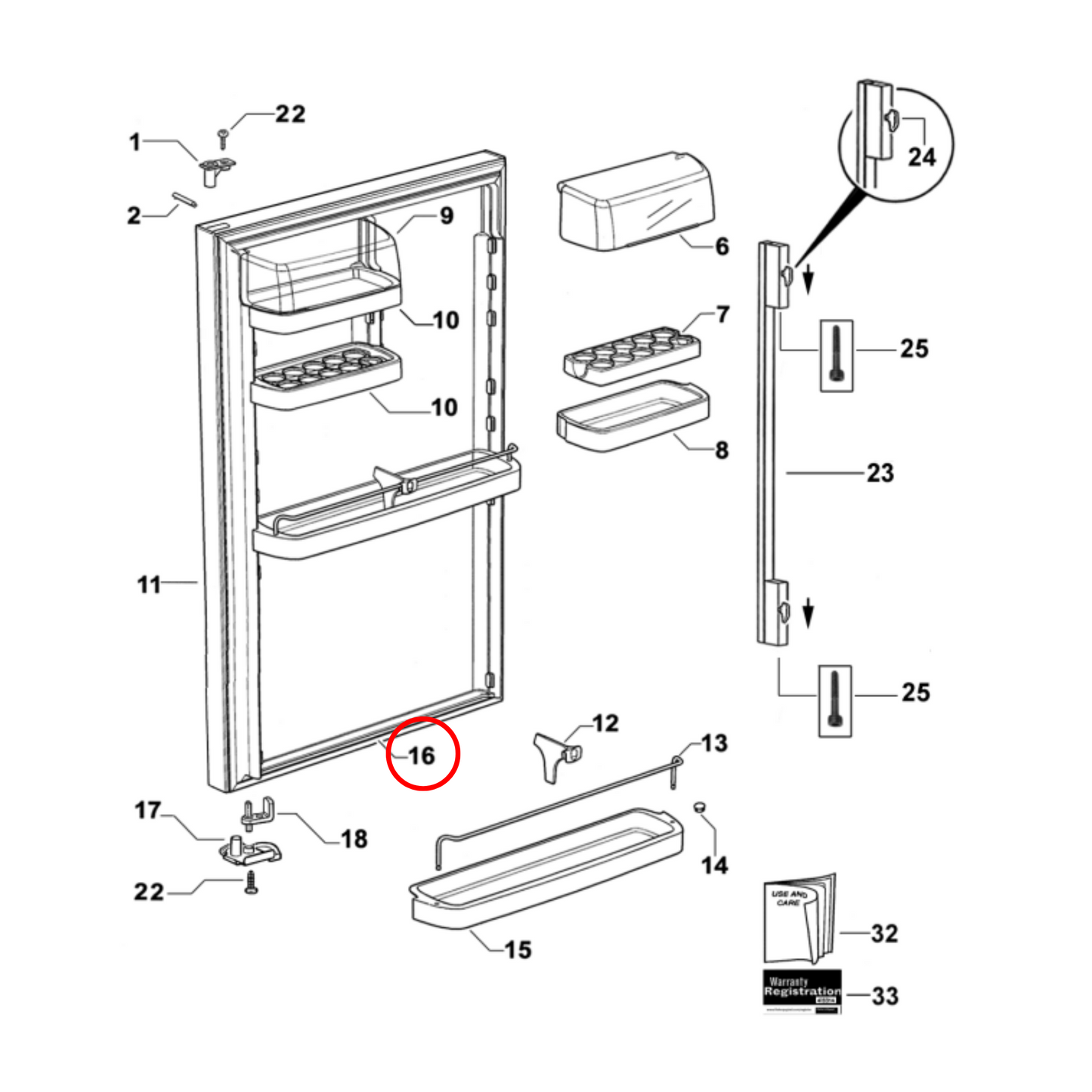 845424P Fisher & Paykel Fridge Door Seal Push In Type 1626Mm X 635Mm - 883067P