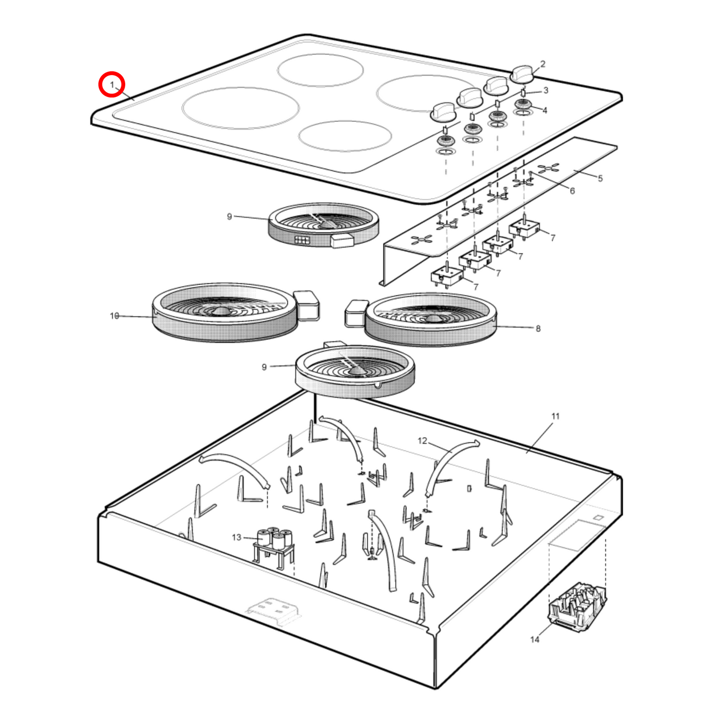 8583053793110 Westinghouse Cooktop Hob Glass & Frame - 305379311