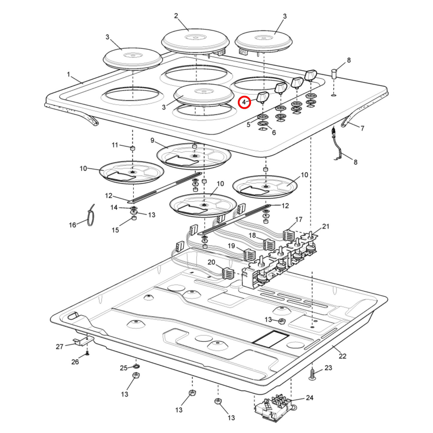 140013891050 Westinghouse Oven Knob Assembly Silver - A01389105