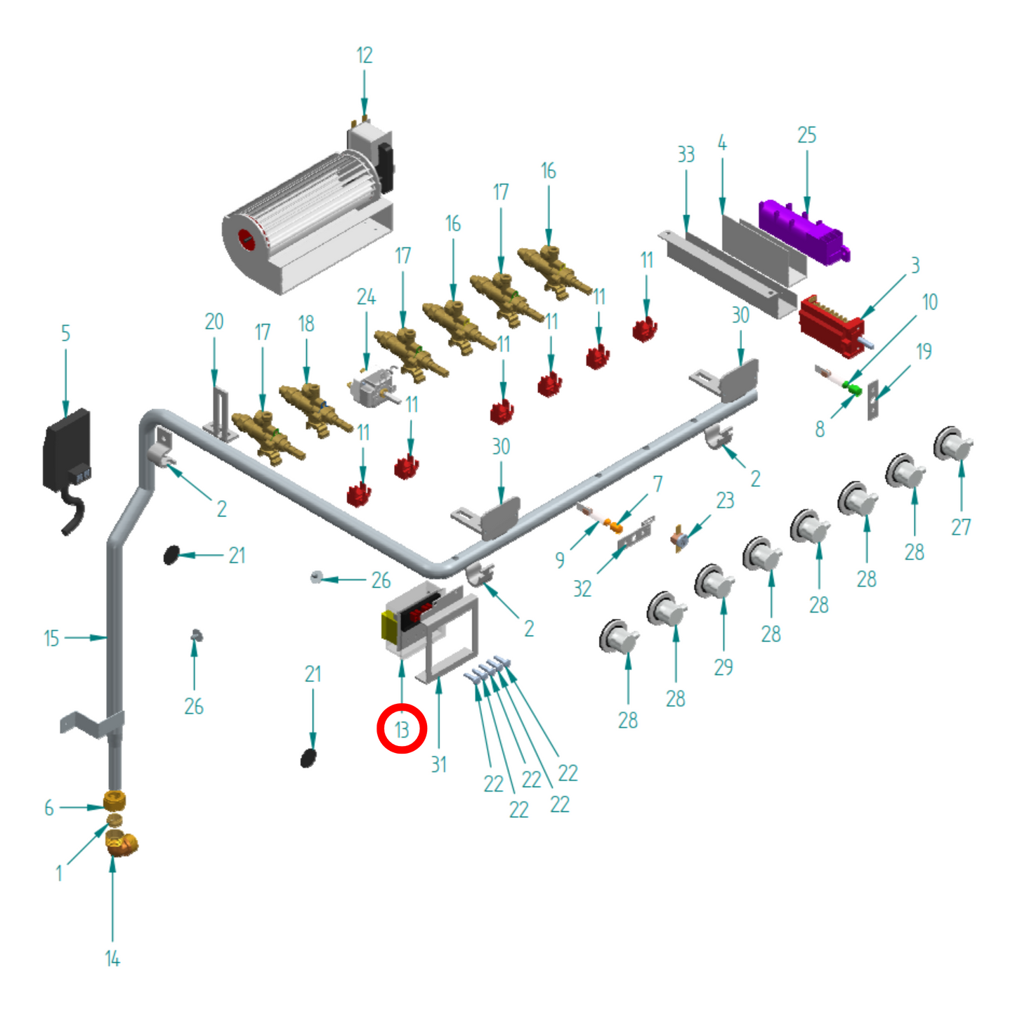 A/446/29 ILVE Oven Digital Clock Timer 5 Button - EA543100700000