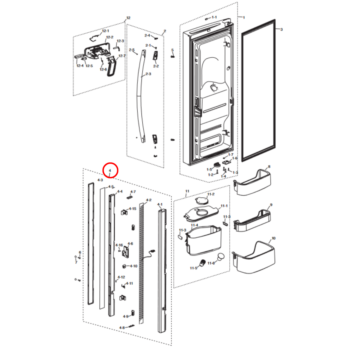 DA97-07661F Samsung Fridge Flapper Door Centre Closing Bar
