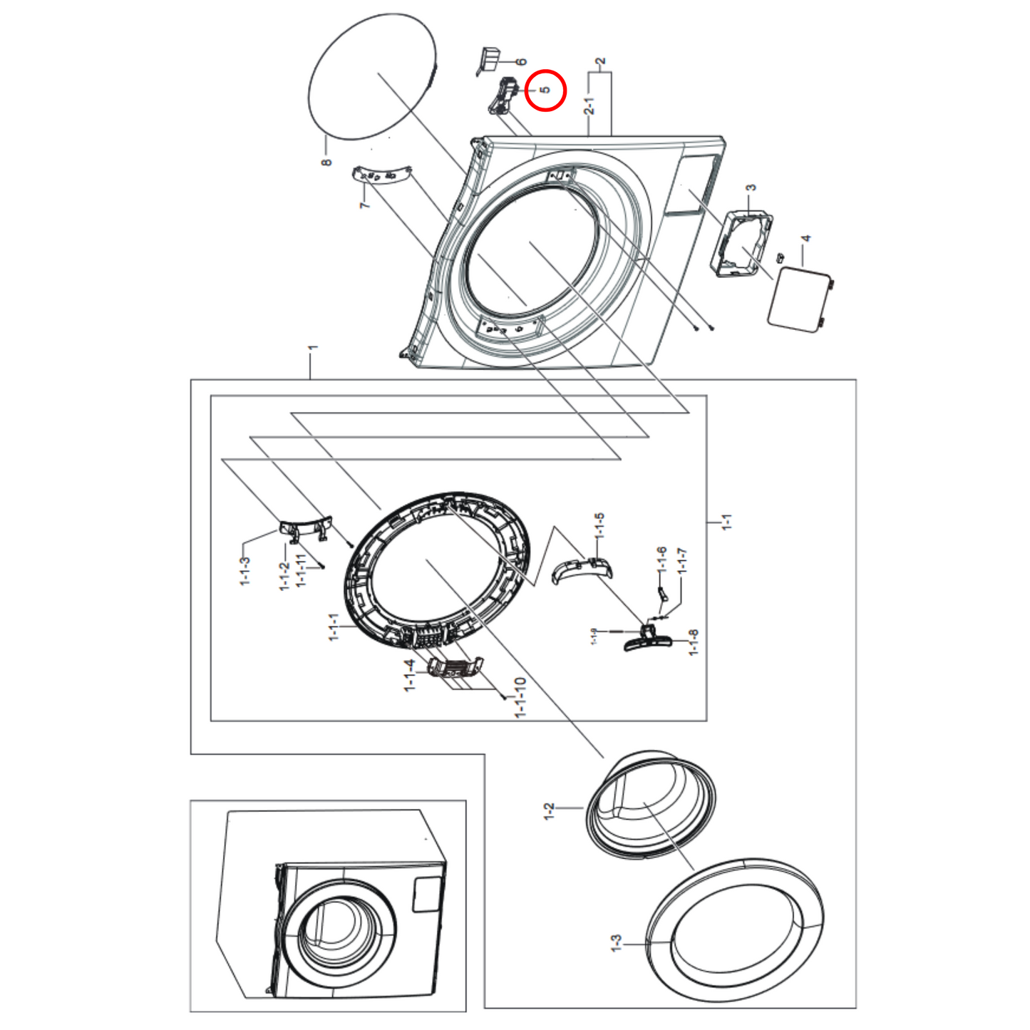 DC64-01538A Samsung Front Load Washing Machine Door Interlock Switch