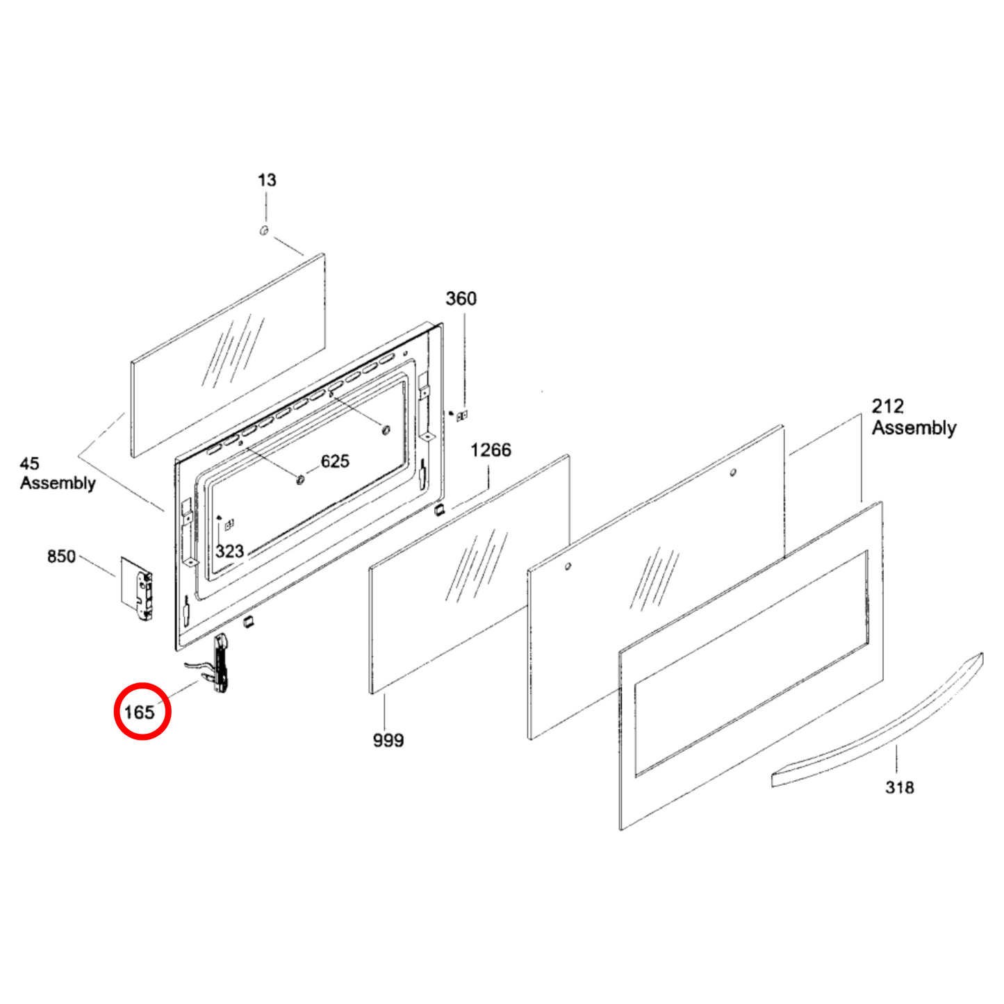 4055920096 Electrolux Oven Door Hinge Lower Arm - ET431183, ET431147