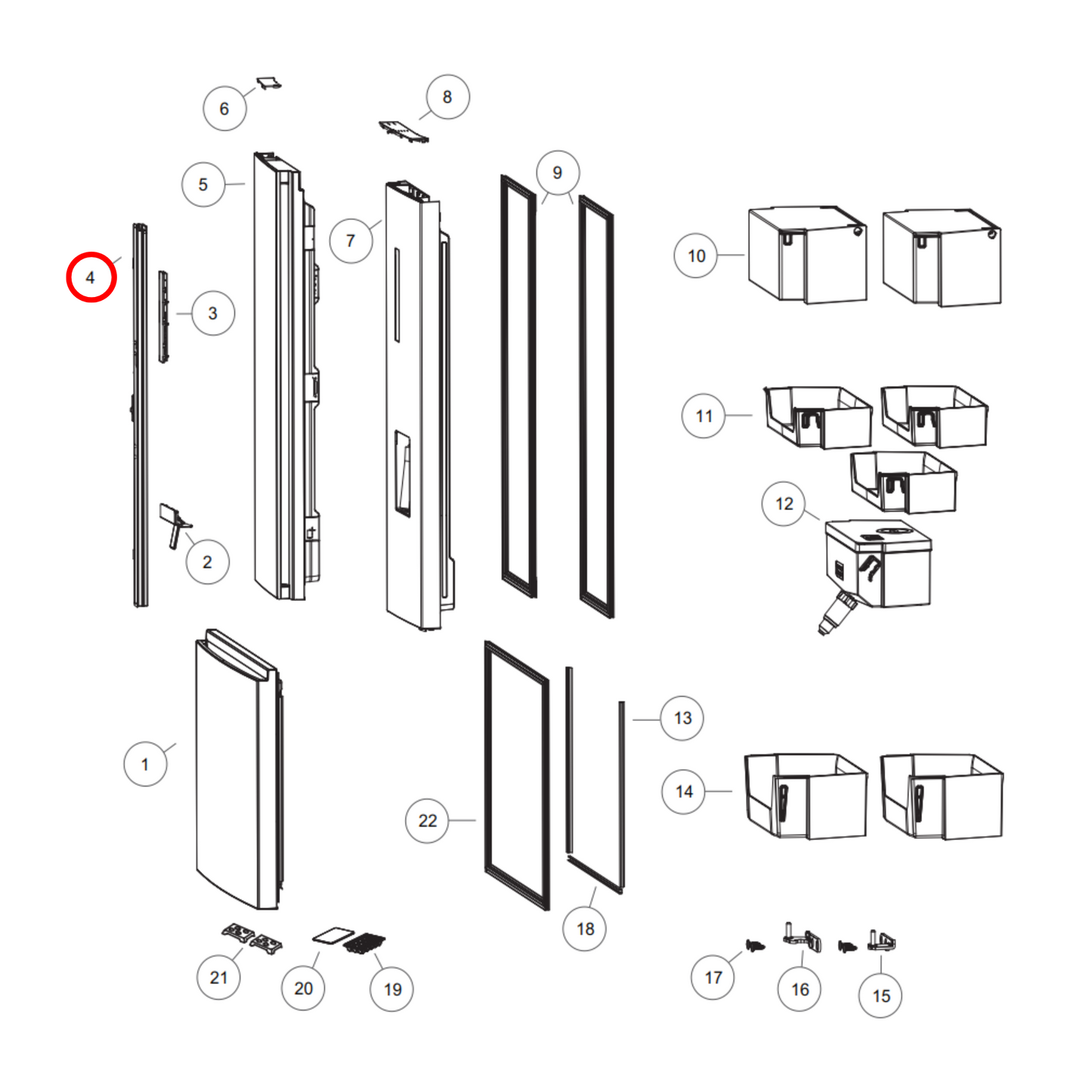 H0060852698 Haier Fridge Mullion Door